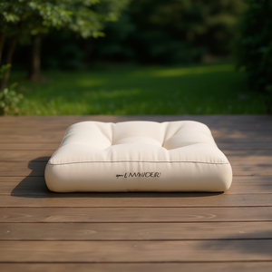 Coussin de palettes d'extérieur Nantouil, crème, rectangulaire, matelassé, résistant à l'eau, rembourrage 100% fibre de polyester - Product Image 2