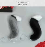 Queue de renard en fausse fourrure avec sangle de taille, queue d'animal réaliste en peluche pour costume, idéale pour les fêtes, le cosplay, les spectacles, fournitures en gros