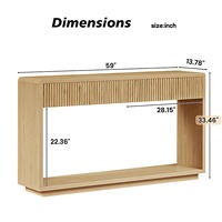 Table console moderne à rainures avec tiroirs, design étroit pour entrée, salon, rangement, panneau de particules + MDF, élégante pour petit espace