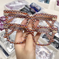 Montures de lunettes optiques œil-de-chat surdimensionnées en acétate, couleur dégradée, motif floral, en stock, vente en gros