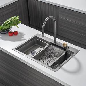 Fregadero de Cocina de Lujo Ligero con Cascada, de Acero Inoxidable 304 Nano Engrosado, Gran Tazón Único - Product Image 1