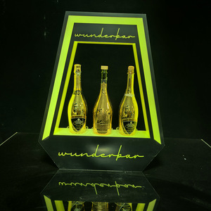 Acrylic Illuminated Champagne Display Stand Three Bottle Wine Rack Base <b>Led</b> <b>Lighted</b> Liquor Holder For KTV <b>Bar</b> Atmosphere Effect - Product Image 1