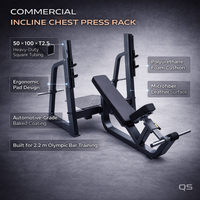 Banc de musculation incliné QS Olimpic, équipement de salle de sport commercial, support d'entraînement pour la partie supérieure du torse, pour barre olympique de 2,2 m