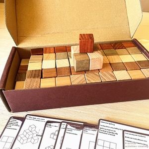 बच्चों के लिए ठोस लकड़ी बिल्डिंग ब्लॉक सेट, मोंटेसरी शैक्षिक खिलौने अधूरे लकड़ी के स्टैकिंग गणित ब्लॉक 100 पीसी डिय ब्लॉक - Product Image 3