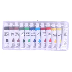 Non toxic back to school 12 colors art paper drawing paintings kids water color paint set 6ml water color in plastic box package