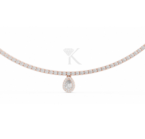 Collier tennis en diamant naturel taille poire, pendentif halo plaqué argent, élégant collier ras du cou de mariée, bijoux raffinés - Product Image 5