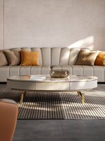 Table basse et meuble TV modernes et minimalistes pour le salon, avec un design haut de gamme en dalle de roche brillante