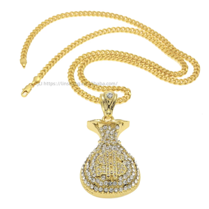 Collier hip-hop ancien pour homme avec pendentif sac de dollars et accessoire pièce de monnaie - Product Image 5