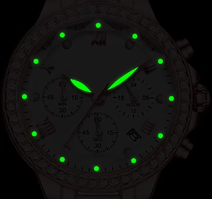 Relojes Deportivos de Cuarzo para Mujer, con Caja de Acero Inoxidable Personalizada de Fábrica, Calendario con Diamantes, Visualización de 24 Horas, <span class=keywords><strong>Cronómetro</strong></span> Luminoso - Product Image 5