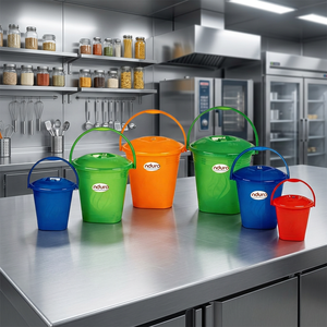 Nduro Plastic <b>Storage</b> Buckets With Lids Round Colorful Airtight Food Containers For Kitchen Use <b>3</b>-20L Capacity Set Of 4 - Product Image 2