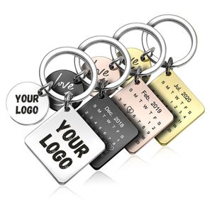 New Fashion Engravable Stainless Steel Square Heart Shape Metal <b>Key</b> <b>Chain</b> Accessories Wholesale Keyachains - Product Image 1