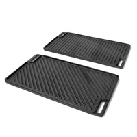 Pré assaisonné camping en plein air rectangle fonte réversible double face gril pan bbq plaque chauffante