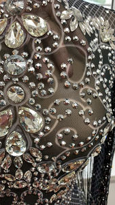 Novance Y1578 Mesh See Through ışıltılı kristaller uzun elbise akşam parti Rhinestones elbiseler doğum günü kutlamak saçak elbise - Product Image 5