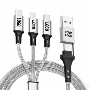Logo <b>Multi</b> Phone <b>Charger</b> Fast Charging Nylon Universal Usb Pd 3 4 5 in 1 Cable for Custom Promotional Gifts - Product Image 1