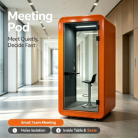 Cabine de bureau modulaire moderne en aluminium insonorisée avec verre trempé, bureau mobile acoustique avec éclairage LED pour immeuble de bureaux et domicile