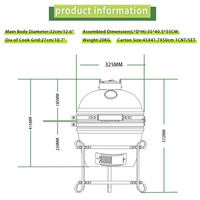 Auplex Fabricant d'usine Ventes directes 13 pouces Cuisine BBQ Fumoir Barbecue Extérieur Céramique Kamado Charcoal Grills Bbq