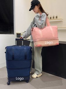 Sac de voyage personnalisé grande capacité avec roulettes, sac à bagages long et court, étanche, pliable, extensible, pour articles secs et humides - Product Image 6