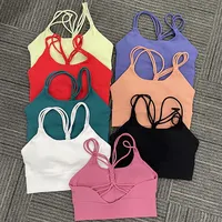 Unique Design Women Colorful Ribbed Fabric Sports Bra Custom Logo Breathable Quick Dry Stretchy Sports Bra