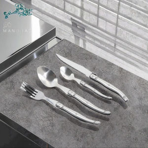 <span class=keywords><strong>Laguiole</strong></span> Coffret de couverts luxueux Damas Couverts à manche en acier inoxydable avec couteaux à steak Fourchettes pour cadeaux écologiques - Product Image 2