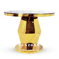 Nouveau modèle de support de table à gâteau en verre avec miroir rond doré en acier inoxydable pour mariage