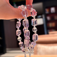Pulsera Clásica de Cuentas Irregulares de Amatista Natural y Cuarzo Transparente con Colgante de Borla de Girasol, Certificada por Terceros, de Lujo y Curativa
