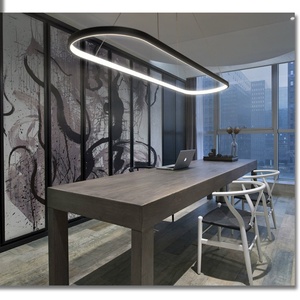 Lámpara Colgante LED Ovalada Minimalista, Luz Cálida, Control Remoto, Negro, Ángulo de Haz de 360°, para Oficina, Hotel - Product Image 5
