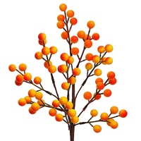 Nouvelles baies rouges artificielles en plastique pour décoration de Noël, 7 têtes sur fourche, en mousse, fruits rouges artificiels pour décoration manuelle