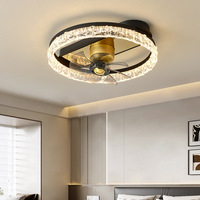 Lustre à ventilateur en cristal de luxe à la mode et simple pour le salon et la salle à manger