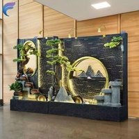 BF5027 JIAN QIAO Fontaine murale d'eau en résine grande taille pour intérieur, éclairage LED, contemporaine et écologique, vente en gros