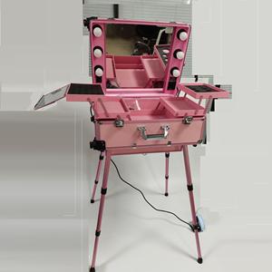 24" Large Makeup Trolley LED Light Mirror Rolling Makeup Case Waterproof Salon Travel Storage <strong>Vanity</strong> <strong>Box</strong> with Bluetooth Speaker - Product Image 2