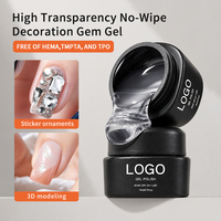 Gel UV Résine Adhésif Fort Sans Essuyage avec Décorations Collantes, Colle Personnalisée pour Strass sur Ongles, Gel UV Sculpture 3D 5D
