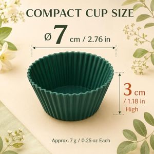 Herbruikbare siliconen muffinvormpjes, 12 stuks, 4 kleuren, gegolfde cupcakevormpjes, flexibele mallen voor het voorbereiden van gebak in de keuken - Product Image 2