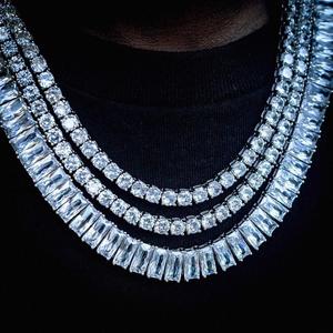 Kalung Tennis Persegi 6MM CZ 5A CZ Mewah Berkilau Penuh Batu Choker Trendi Rock Punk Wanita Pria Perhiasan Hip Hop - Product Image 5