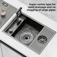MOSHE Robinet de cuisine pliable multifonctionnel moderne en acier inoxydable SUS304 pour évier simple et bac de lavage de machine à laver