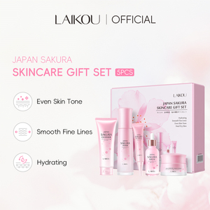 LAIKOU Japan Sakura Skincare <span class=keywords><strong>Set</strong></span> 5 pezzi detergente viso <span class=keywords><strong>donna</strong></span> Toner siero crema per gli occhi pigmentazione cura della pelle <span class=keywords><strong>Set</strong></span> regalo - Product Image 2
