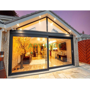 Portes de maison de haute qualité approuvées à l'impact des ouragans à rupture thermique Double grande <span class=keywords><strong>porte</strong></span> <span class=keywords><strong>coulissante</strong></span> en aluminium et verre - Product Image 2
