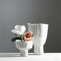Vase à fleurs moderne et simple en résine, à pied haut et large ouverture, pour la décoration de la maison, du salon et du couloir, idéal pour les bonsaïs, origine Chine