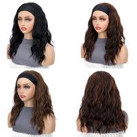 Perruques synthétiques européennes et américaines, bandeau, cheveux bouclés mi-longs, ondulations effet eau, en fibre haute température effet soie glacée, fabriquées à la machine