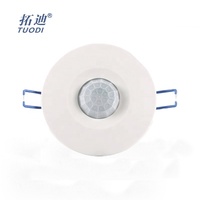Saklar Lampu Sensor Gerak Plafon TUODI 12V/220V PIR, Rating IP21, Beban 800W, Sudut Sinar 120°, Jangkauan 5-7m, Cocok untuk Lorong, Kamar Mandi, Pabrik