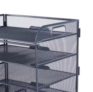 Étagère de bureau en treillis métallique à 5 niveaux pour documents de bureau Grand porte-documents en métal Organisateur de porte-documents en métal - Product Image 3