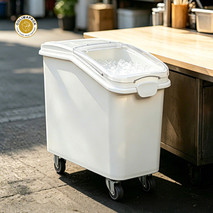 Contenedor de Ingredientes con Ruedas OOLIMA 81L Blanco, Contenedor de Almacenamiento Resistente con Tapa para Harina, Azúcar, Arroz, Cocina Comercial - Product Image 1