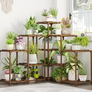 Support de <span class=keywords><strong>plante</strong></span> <span class=keywords><strong>en</strong></span> <span class=keywords><strong>bois</strong></span> intérieur extérieur étagère à fleurs supports de plantes à plusieurs niveaux pour plusieurs plantes grand support de jardinière étagères suspendues support - Product Image 4