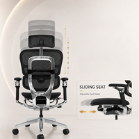 Chaise de bureau ergonomique à dossier haut en maille avec cadre en alliage d'aluminium, accoudoirs 8D et soutien lombaire réglable pour une assise prolongée