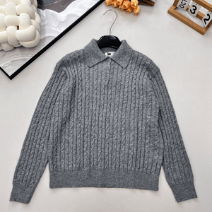 Suéter de Punto Trenzado para Mujer, Manga Larga, Cierre de Botones, Estilo Casual - Product Image 1