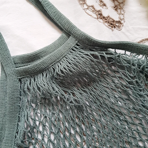 Экологичная переносная Сетчатая Сумка-тоут для одежды, хлопковая сетчатая сумка с ручкой - Product Image 2