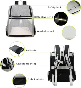 Breathable Mesh Pet Backpack <b>Carrier</b> Roll-up Blind Window Safety Hook Collapsible for Cat <b>Puppy</b> Travel Multi Colors OEM ODM BSCI - Product Image 1