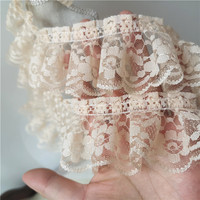 Broderie de fleurs en coton plissé 3d de 5cm de large, plis de dentelle, col de couture, appliques, garniture de robe à volants