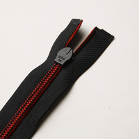 SBS # Cremallera de nailon de 7 hilos con apertura inversa y extremo abierto, color rojo, espaciado de 0.8mm, 20cm, muestra gratuita para equipo de exterior y ropa deportiva