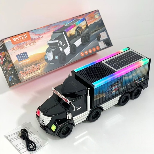 WSTER WS-650 Truck Model Solar Wireless Speaker 15W Portable HIFI Stereo Surround Wireless Speaker Support TF USB FM Radio