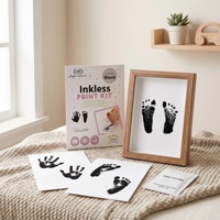 3 Paket Kit Cetak Tangan dan Kaki Bayi Tanpa Tinta dengan Bingkai Foto Kartu Pencapaian Bayi Hadiah Kenang-kenangan Bayi Baru Lahir